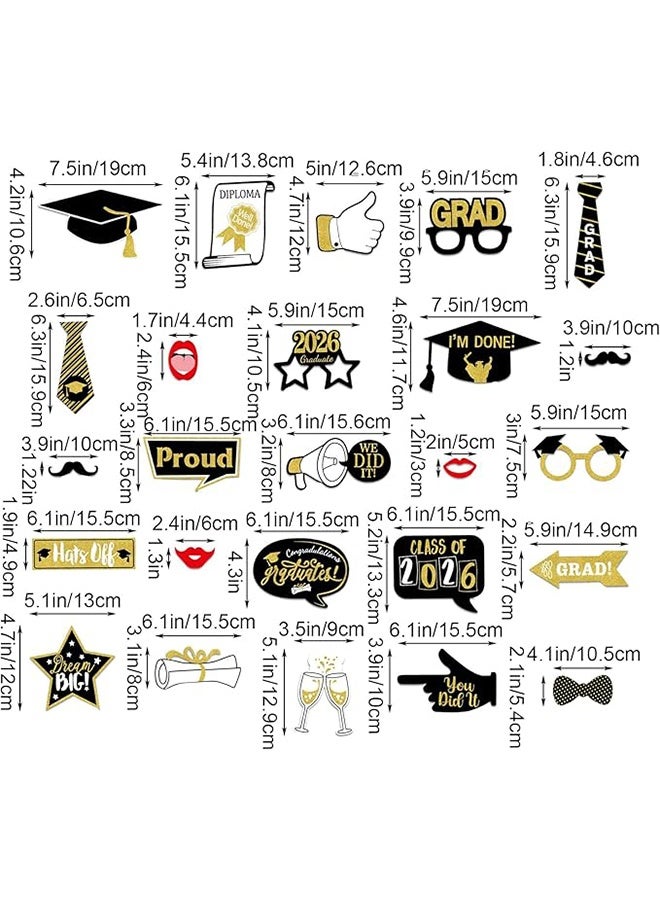 Happy D 25 Graduation Photo Booth Props for Class of 2026, Black and Gold Graduation Decorations for Graduation Party Supplies - Image 4